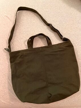 BAGGU Olive Green Canvas Shoulder Tote